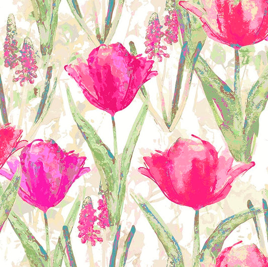 Chess Tulips Fuchsia Made to Measure Roman Blinds