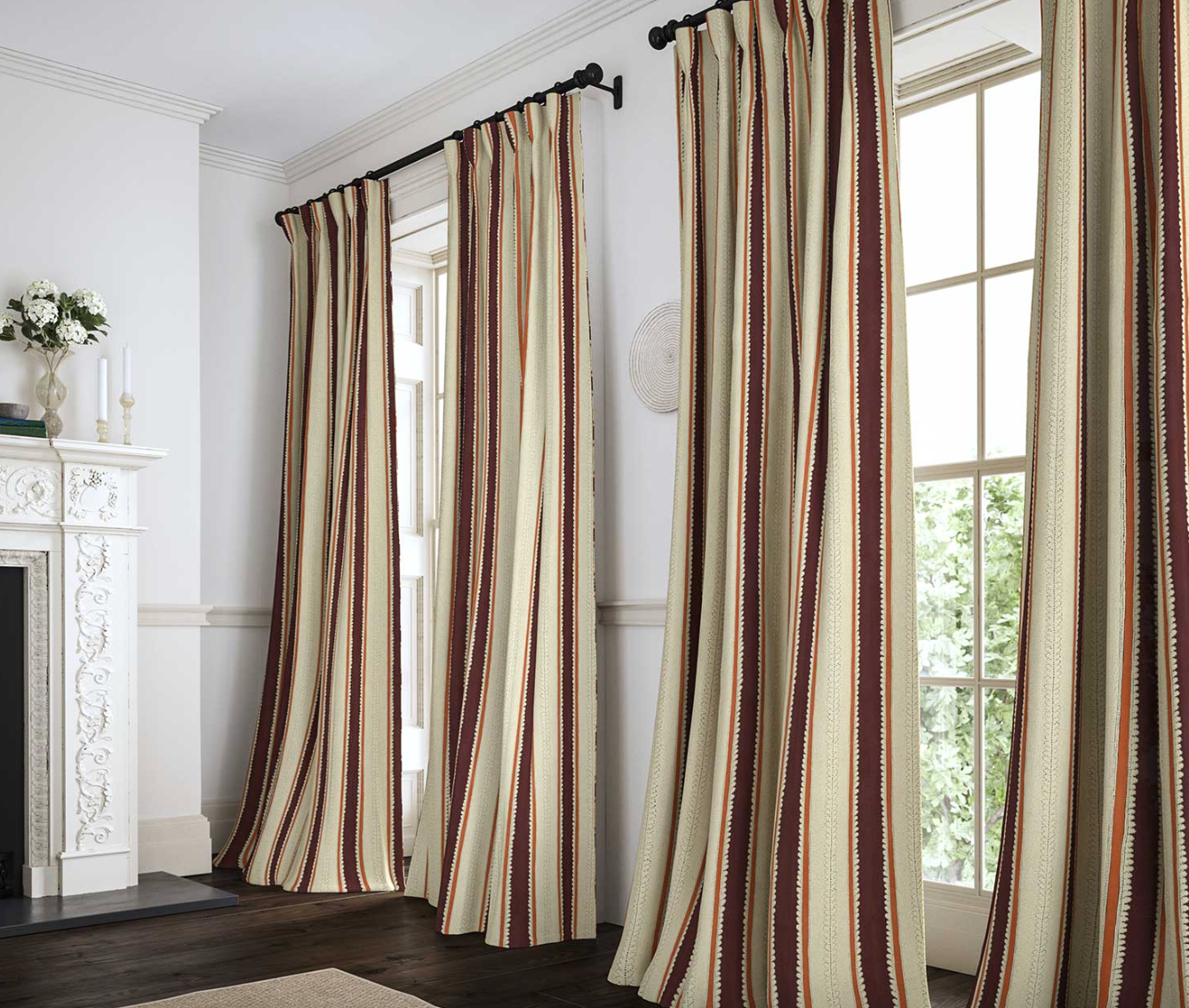 Victoria Plum - Dimity Stripe Linen by Linwood curtains