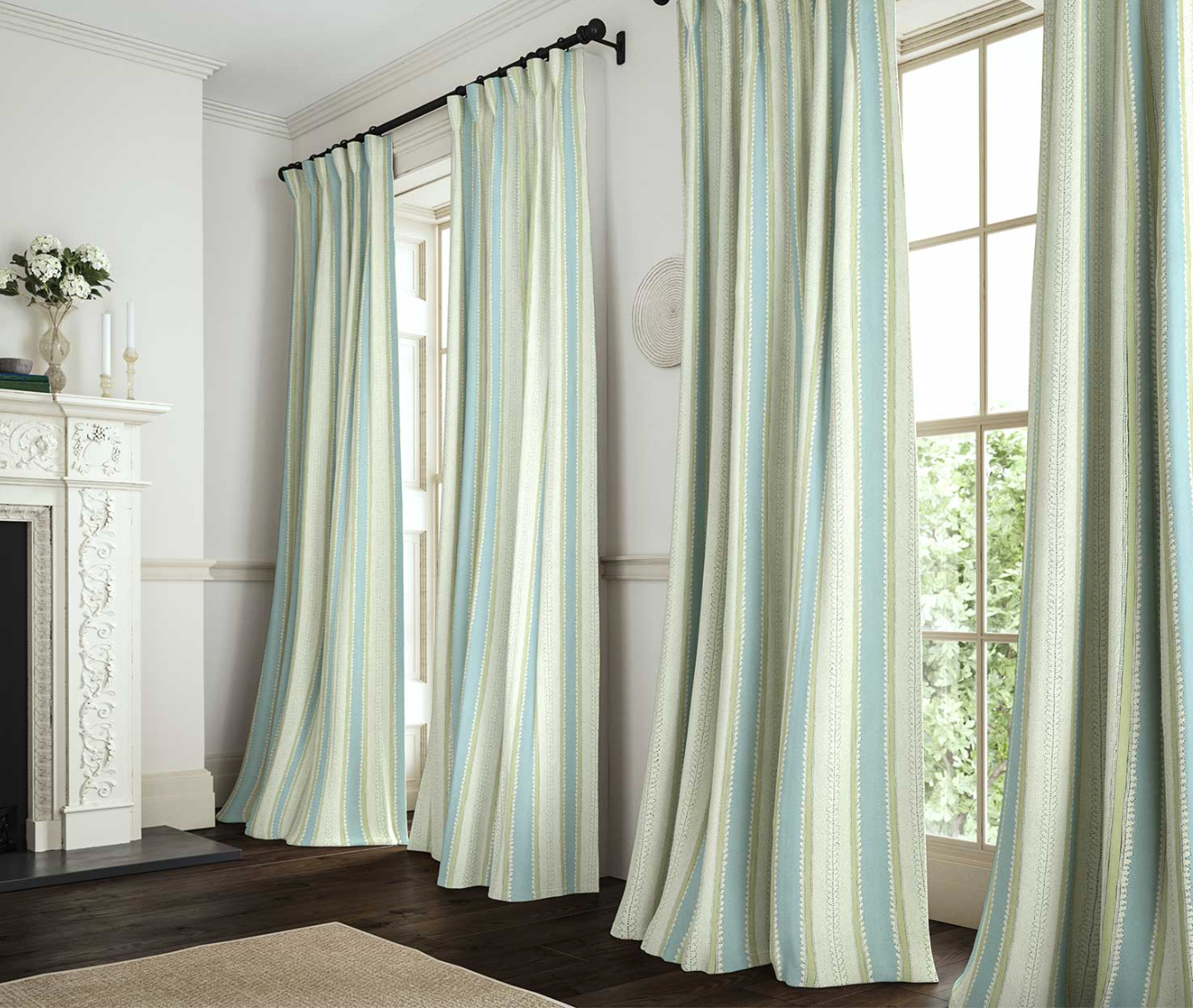 Waterfall - Dimity Stripe Linen by Linwood curtains