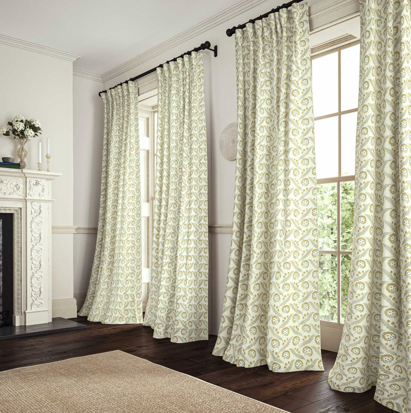 Wheat - Polly, Flori Collection by Linwood linen curtains