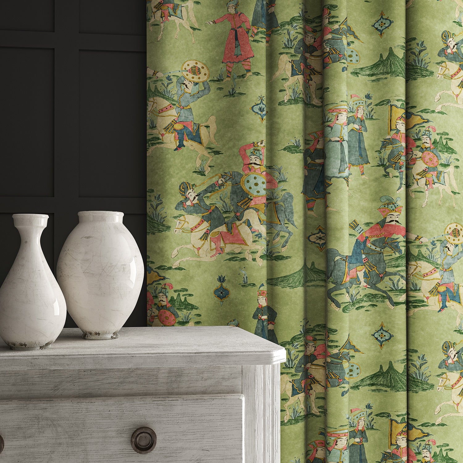 Linwood Issa Natural Green Made to Measure Curtains