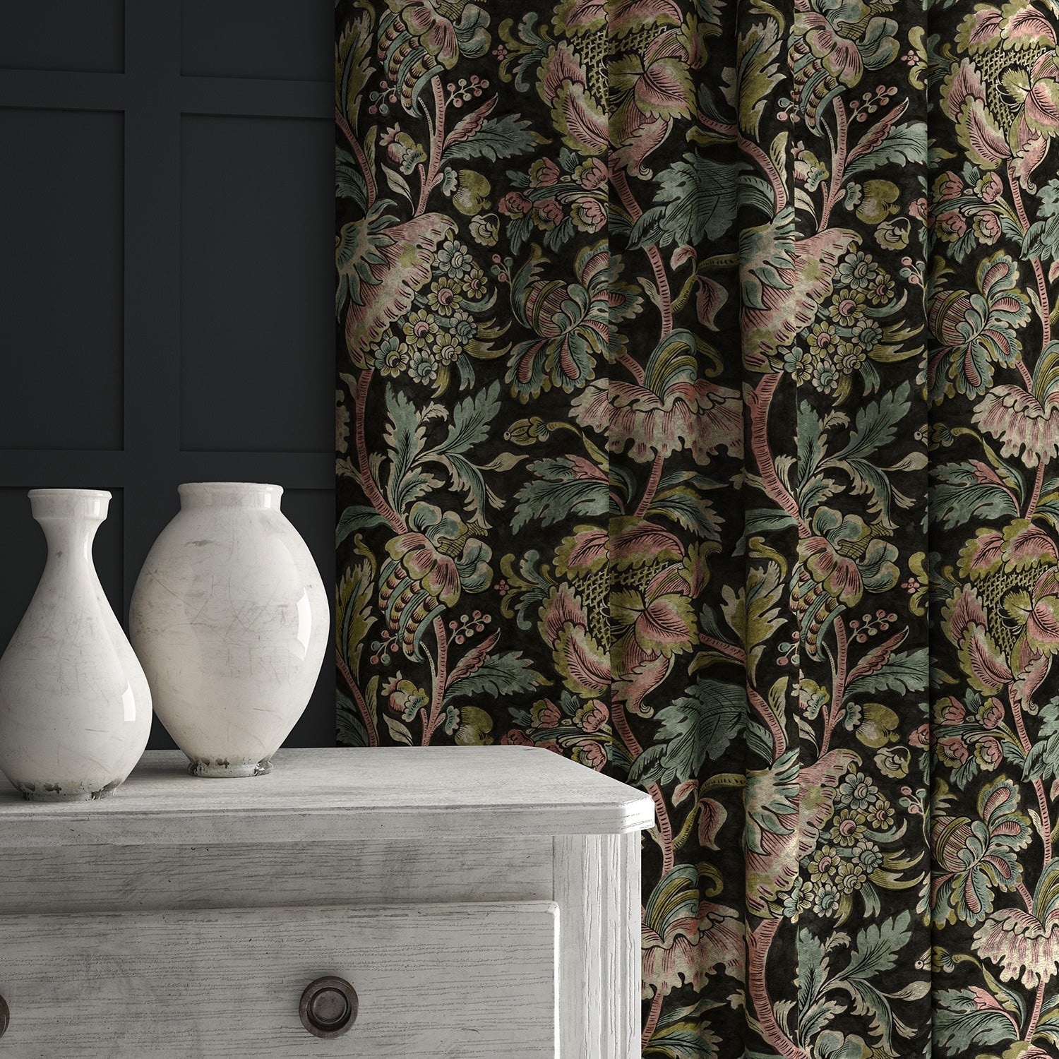 Linwood Tanglewood Rose Lemon FR Made to Measure Curtains
