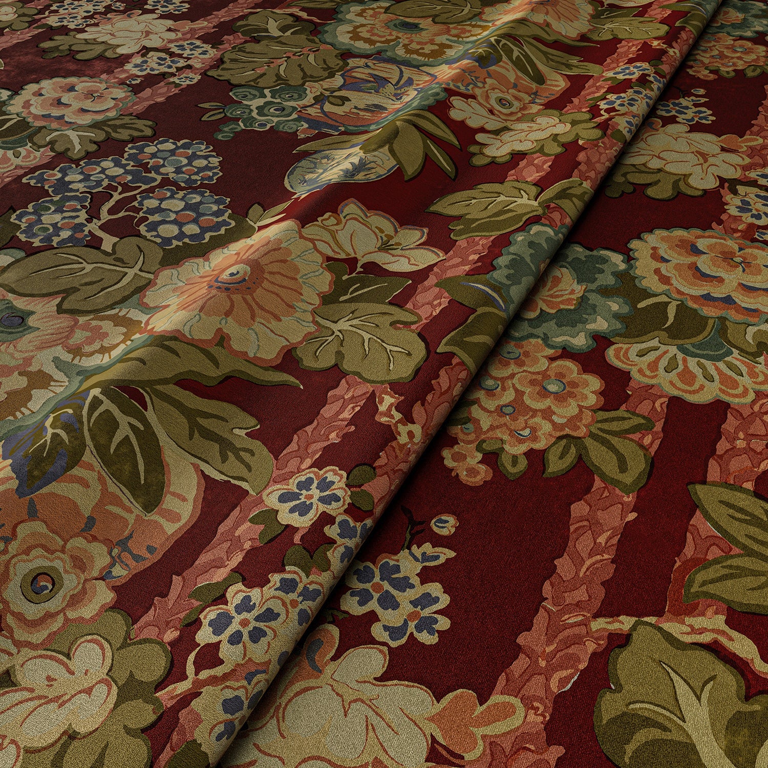 Linwood Louis Velvet Rich Red FR Made to Measure Curtains