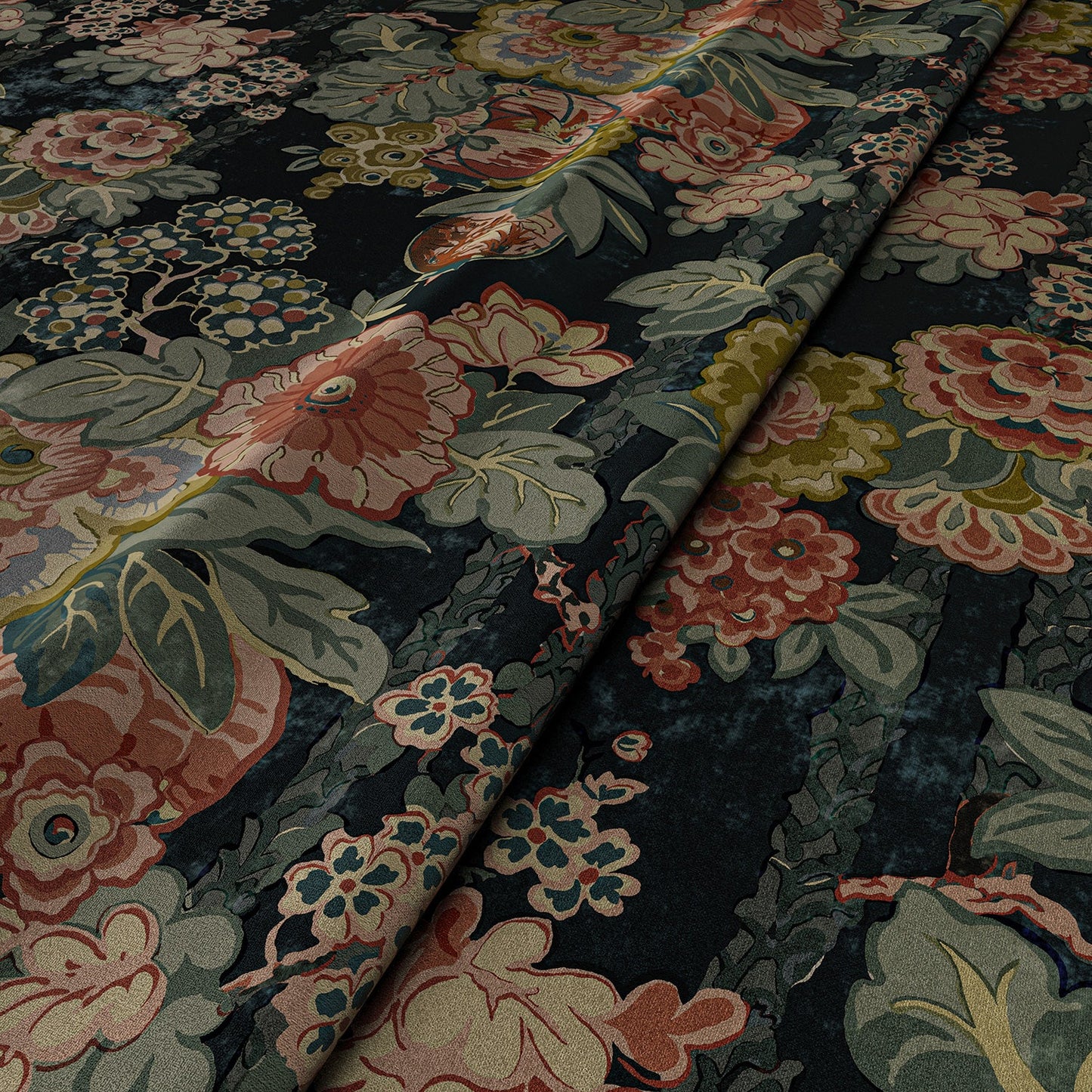 Linwood Louis Velvet Teal FR Made to Measure Curtains