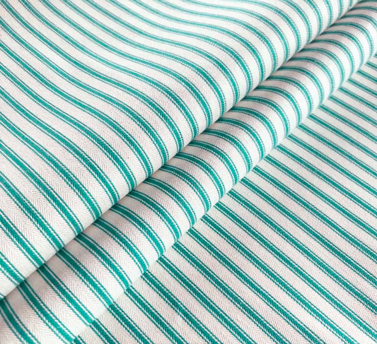 Aqua - Ticking Stripe 1 Fabric Ian Mankin 100% Cotton