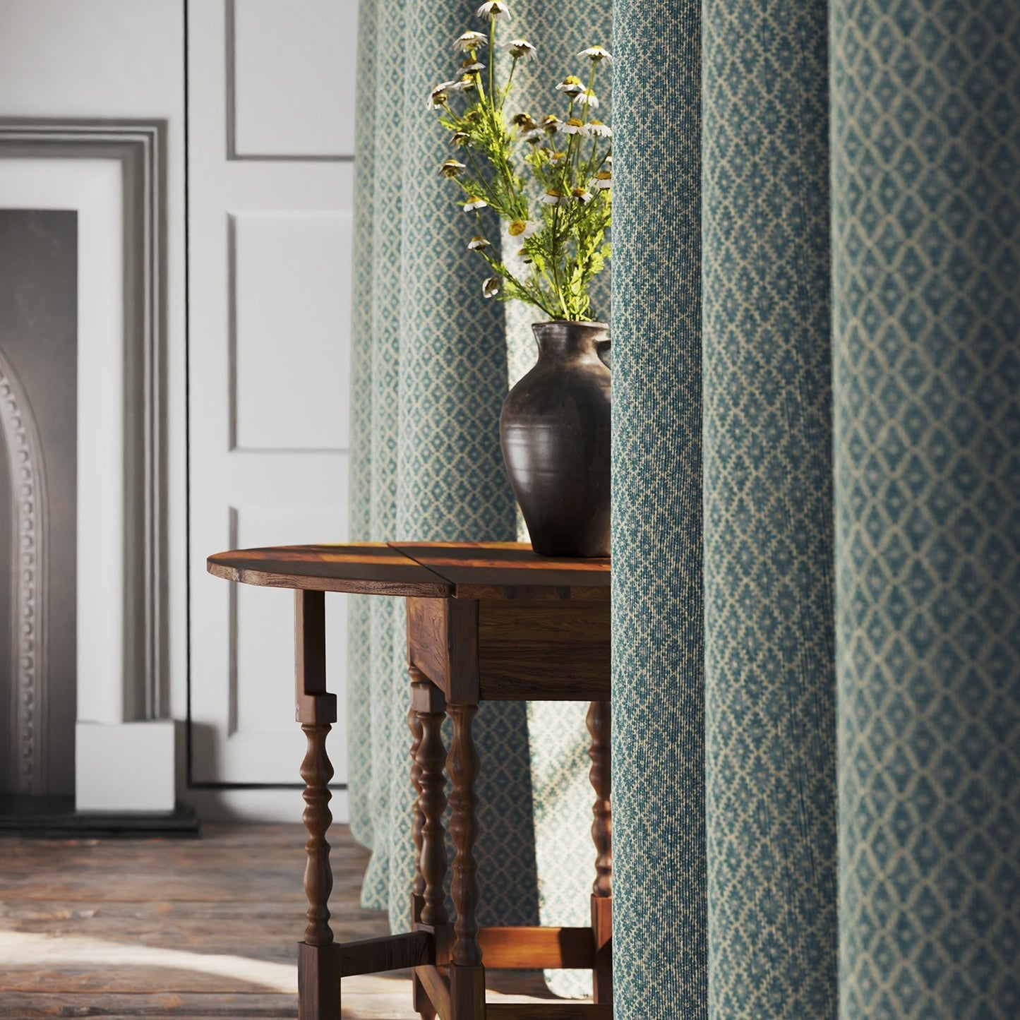 Linwood Ashfield Teal Made to Measure Curtains