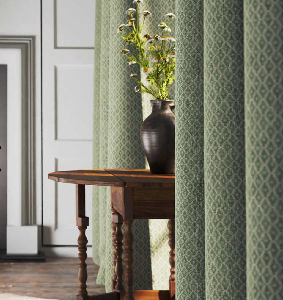 Moss - Ashfield Fabric Linwood 100% Linen curtains