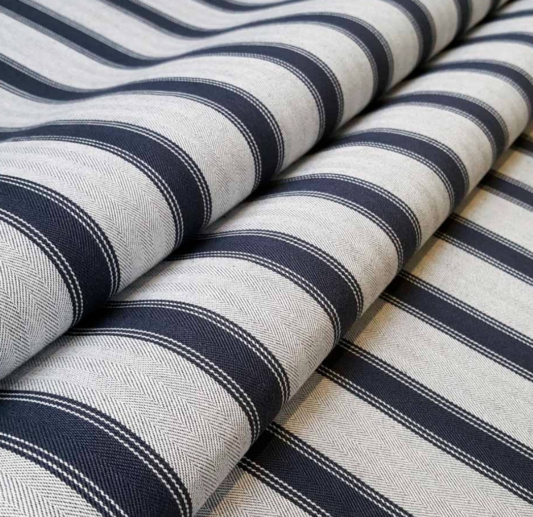 Cooshy Dark Navy Blazer Stripe 100% Cotton Fabric