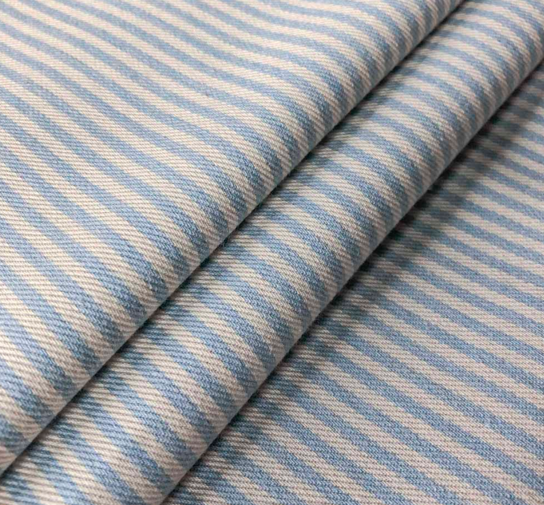 Bluebell - Candy Stripe Fabric Ian Mankin 100% Cotton