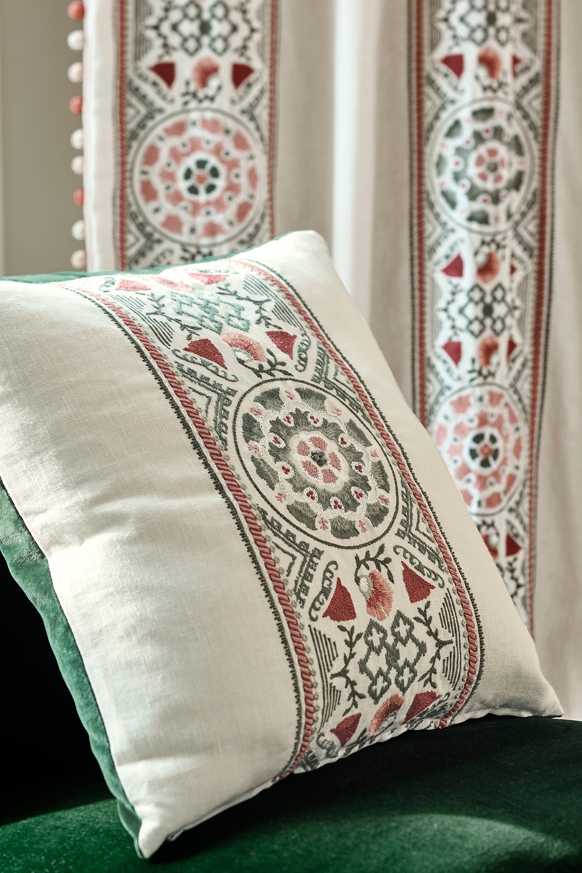 James Hare Suzani Stripe Pink/Green Made to Measure Roman Blinds