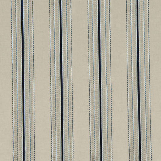 Natural/Indigo - Ceylon Stripe Fabric James Hare Linen/Cotton 