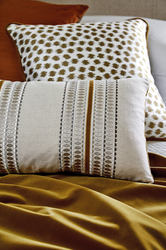 Natural/Ochre - Ceylon Stripe Fabric James Hare Linen/Cotton cushion