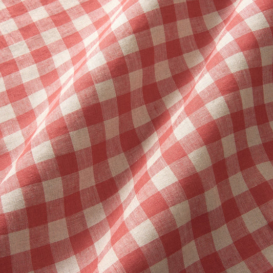 Cooshy Red Cherry Check 100% Linen Fabric