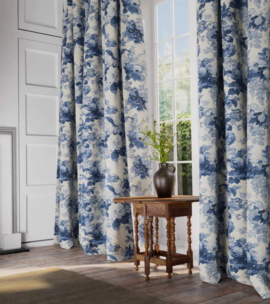 Classic Blue - Albertine Fabric Linwood 100% Linen curtain