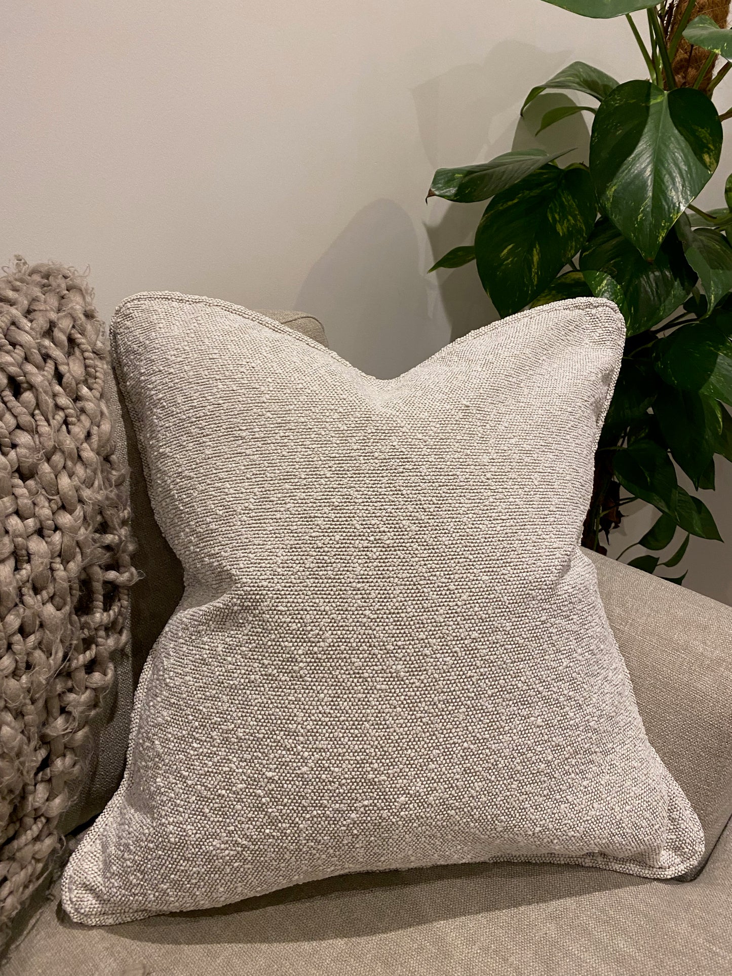 Salt Grey Recycled Boucle Cushion by Cooshy