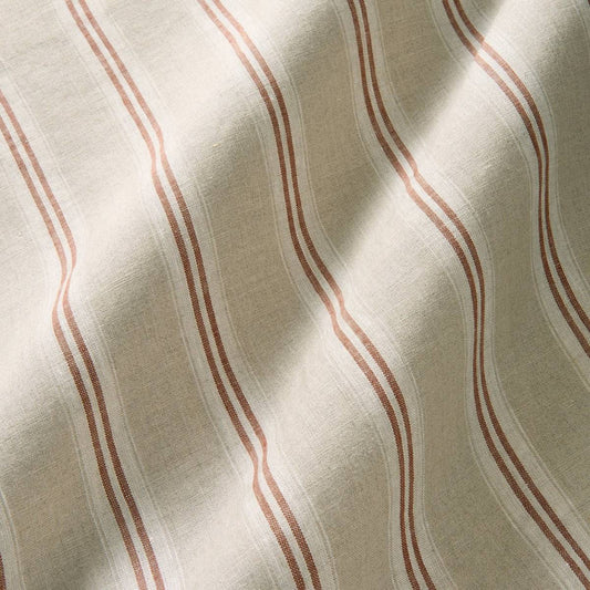 Cooshy Natural/Ember Stripe 100% Linen Fabric