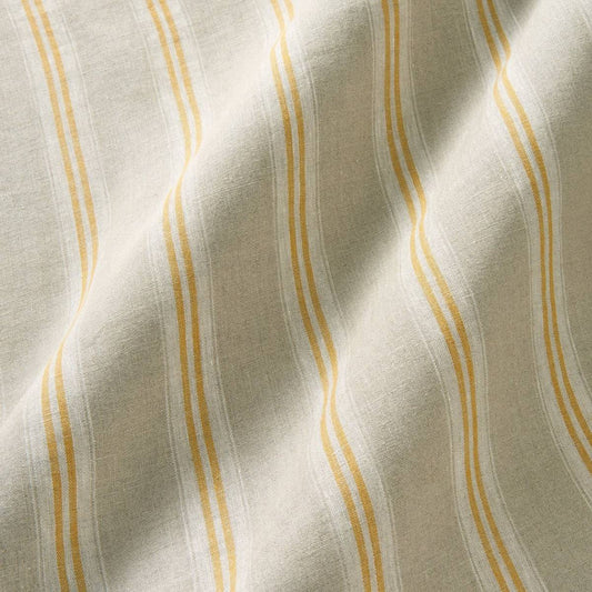 Cooshy Natural/Yellow Stripe 100% Linen Fabric