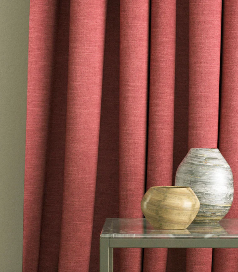 Cranberry - Luna by Linwood 100% Linen - Fabric, Curtains, Roman Blinds drape