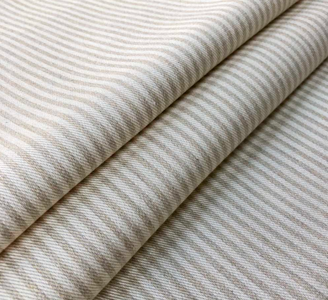 Cream - Candy Stripe Fabric Ian Mankin 100% Cotton