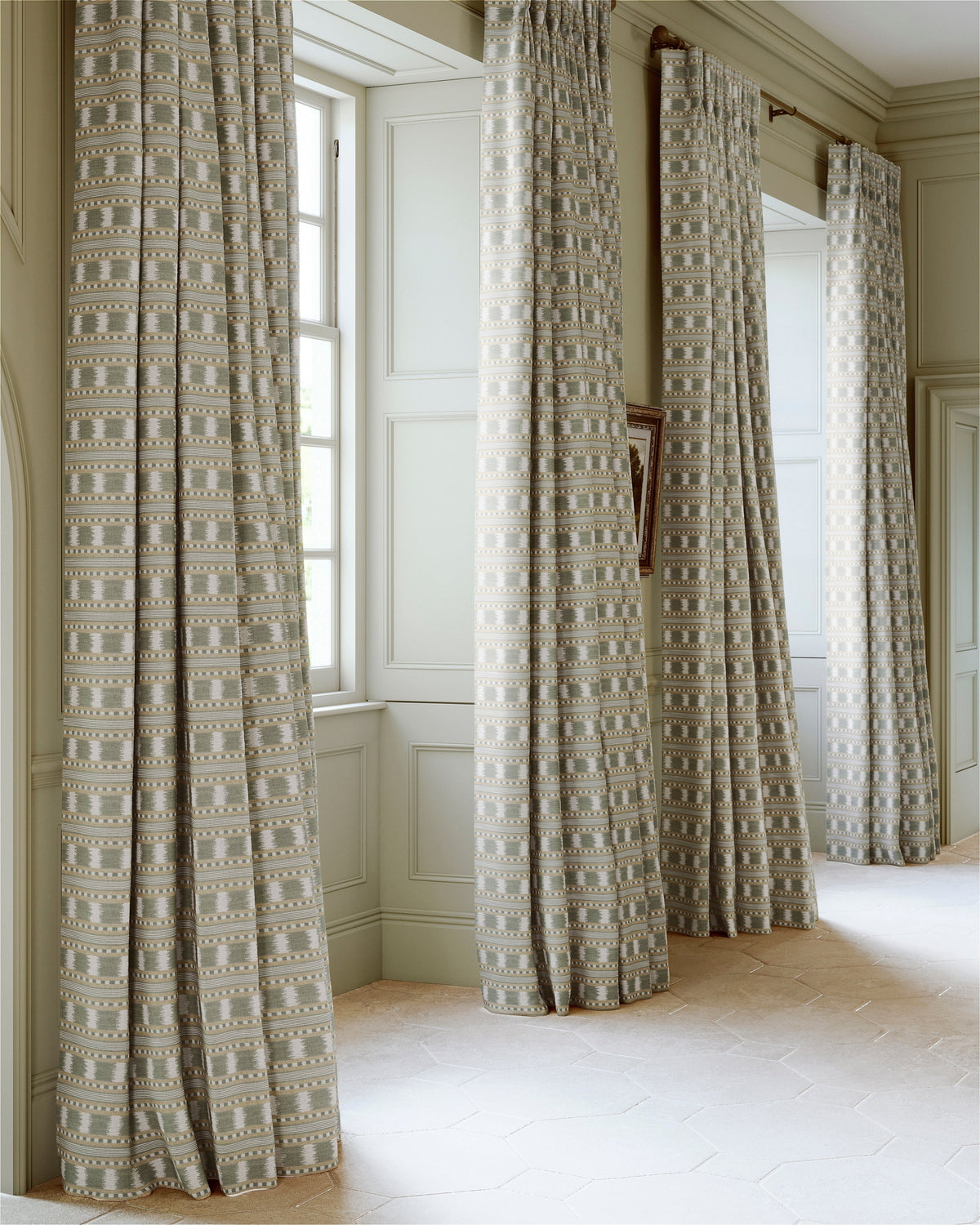 James Hare Paxton Green/Natural Made to Measure Roman Blinds