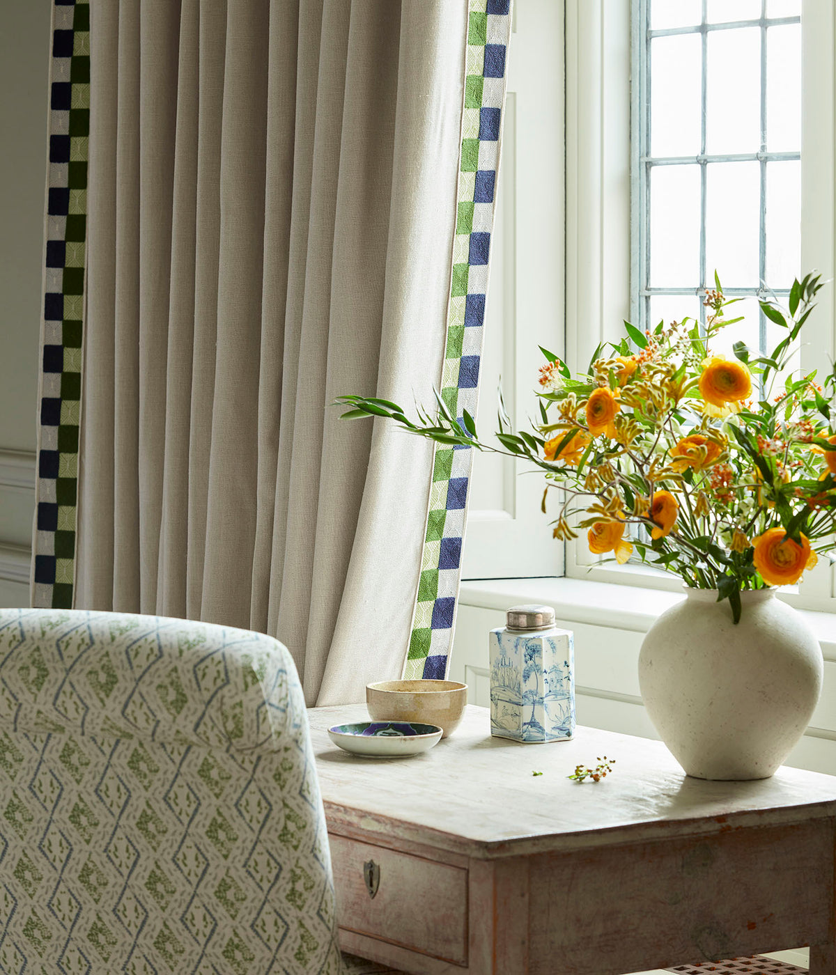 James Hare Dacca Blue/Green Made to Measure Curtains