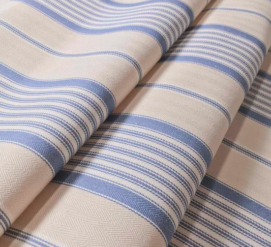 Airforce - Empire Stripe 1 Fabric Ian Mankin 100% Cotton fold