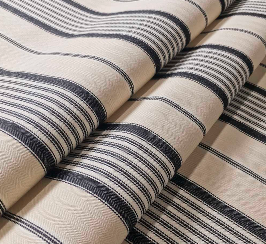 Black - Empire Stripe 1 Fabric Ian Mankin 100% Cotton fold