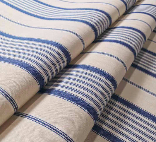 Navy - Empire Stripe 1 Fabric Ian Mankin 100% Cotton fold