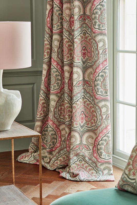 Pink Multi - Fitzrovia Fabric by James Hare curtains