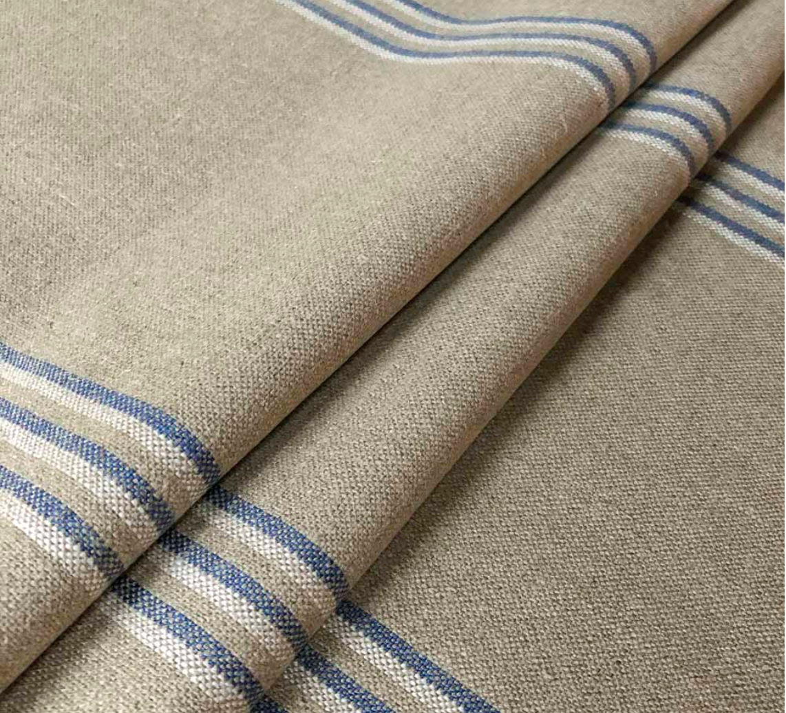 Nordic Indigo - Grain Stripe Fabric Ian Mankin 100% Linen