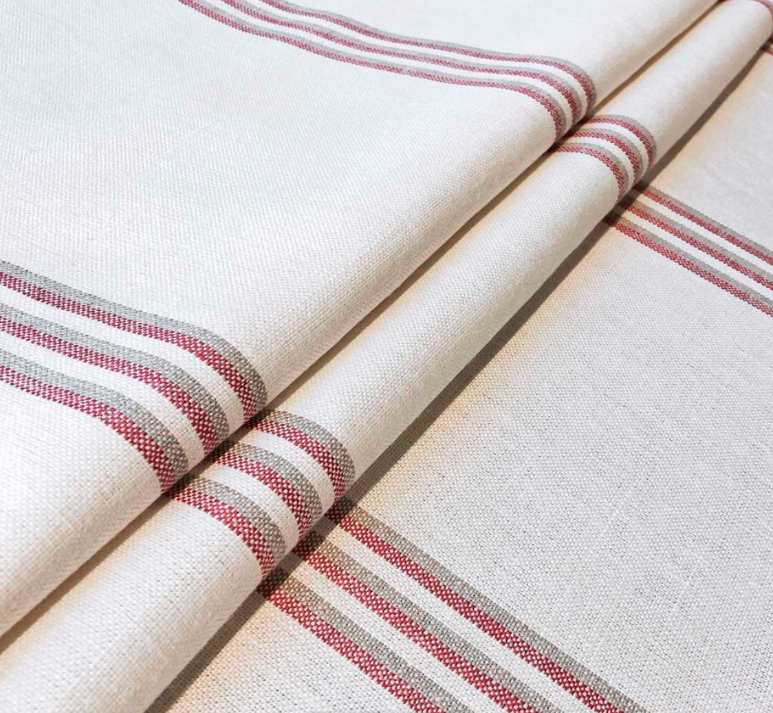 Red - Grain Stripe Fabric Ian Mankin 100% Linen – Cooshy