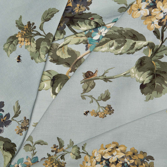 Sky Blue - Hortensia Cotton Linen by House of Hackney - Fabric, Curtains, Roman Blinds