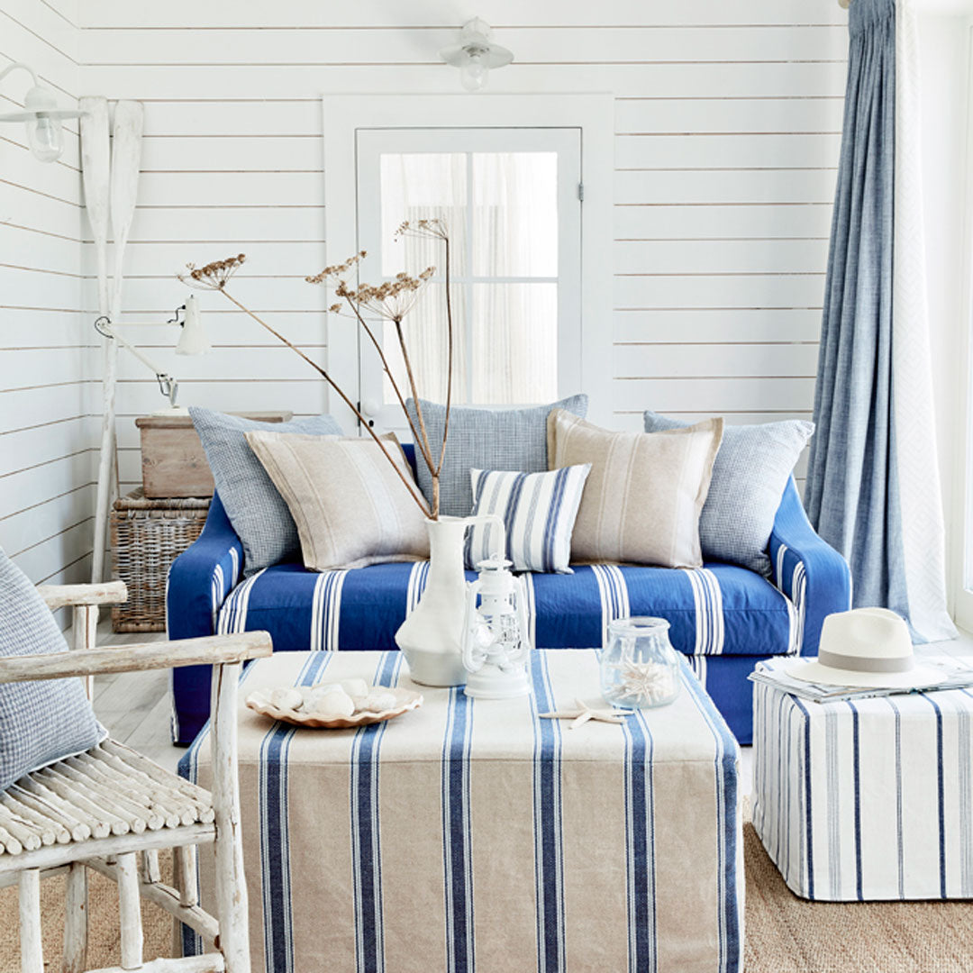 Ian Mankin fabric in a considered interior