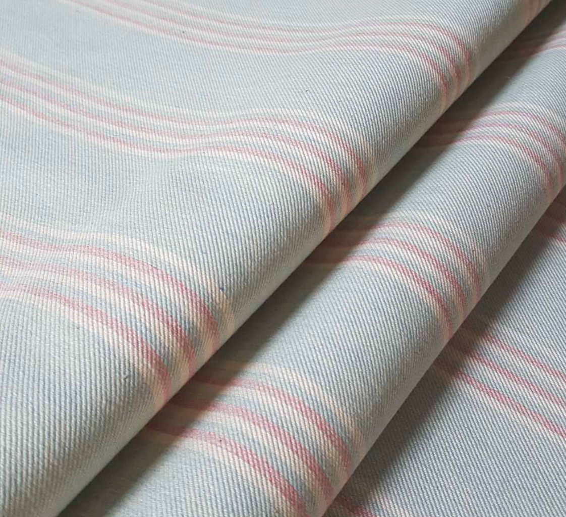 Mint/Pink - Henley Stripe Fabric Ian Mankin 100% Cotton