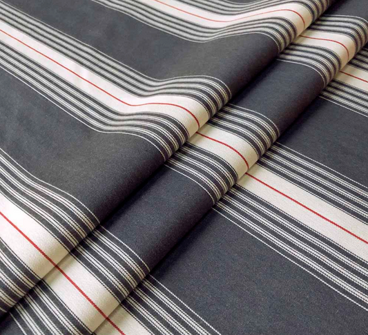 Dark Navy - Panama Stripe Fabric Ian Mankin 100% Cotton