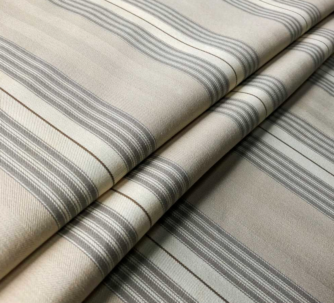 Putty/Cream - Panama Stripe Fabric Ian Mankin 100% Cotton