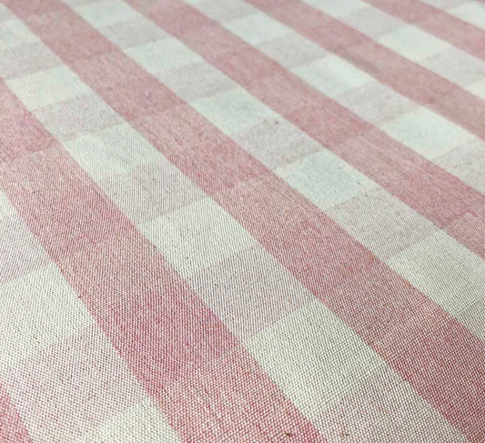 Pink - Large Suffolk Check Fabric Ian Mankin 100% Cotton