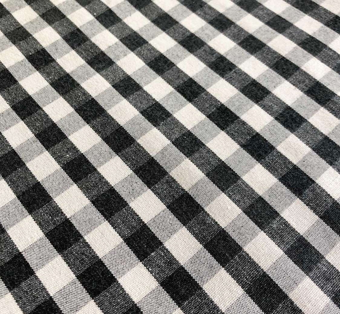 Black - Small Suffolk Check Fabric Ian Mankin 100% Cotton