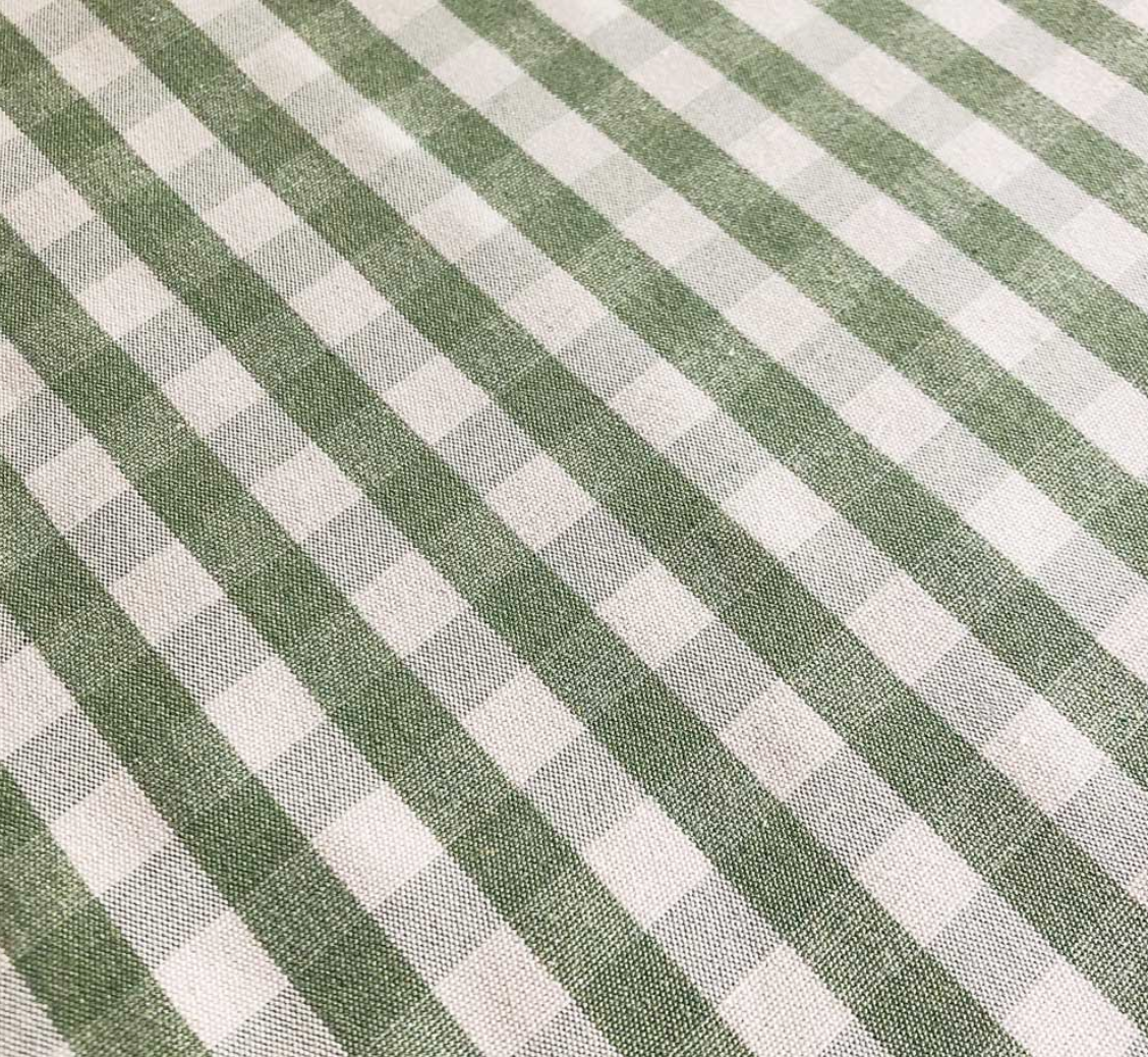 Sage - Small Suffolk Check Fabric Ian Mankin 100% Cotton