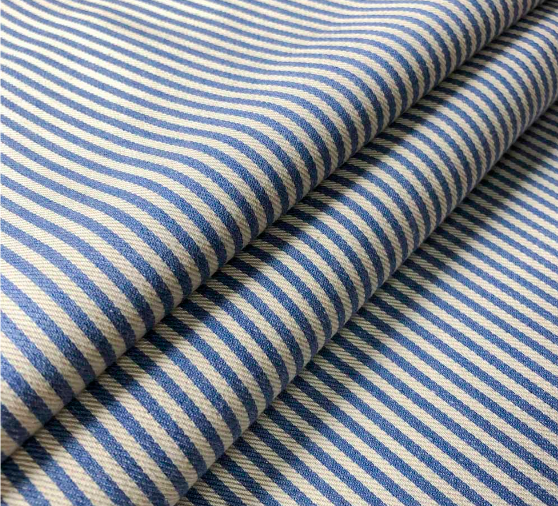 Indigo - Candy Stripe Fabric Ian Mankin 100% Cotton