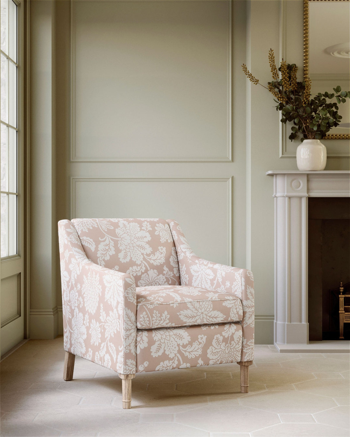James Hare Cartouche Jacobean Damask Pink Made to Measure Roman Blinds