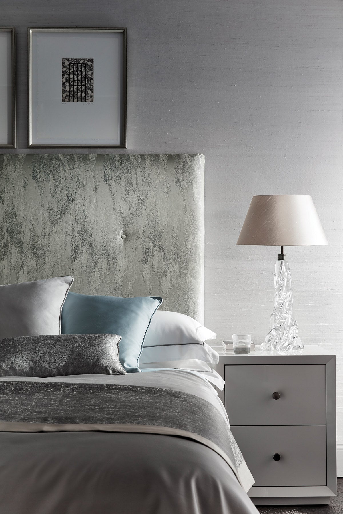 James Hare Miramar Silk Silver Made to Measure Roman Blinds