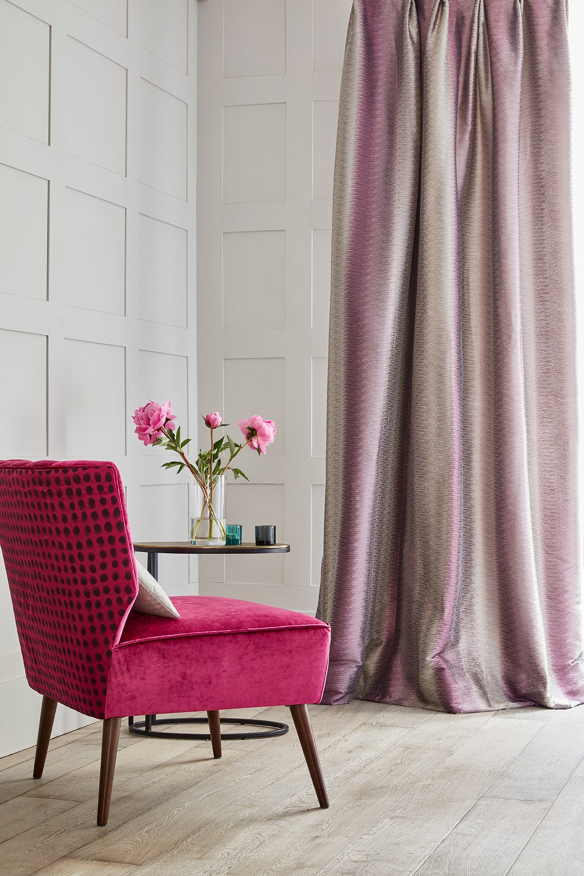 James Hare Lyra Stripe Grey Slate Made to Measure Curtains
