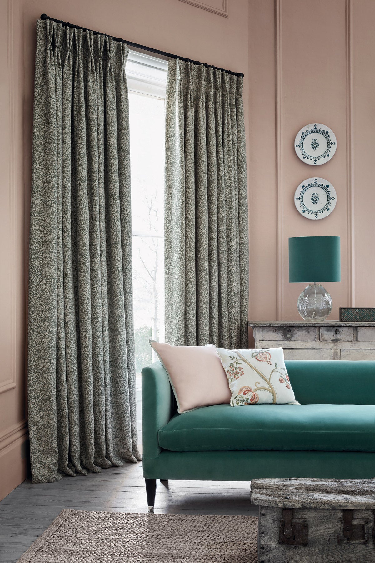 James Hare Gardyne Sage Green Made to Measure Curtains