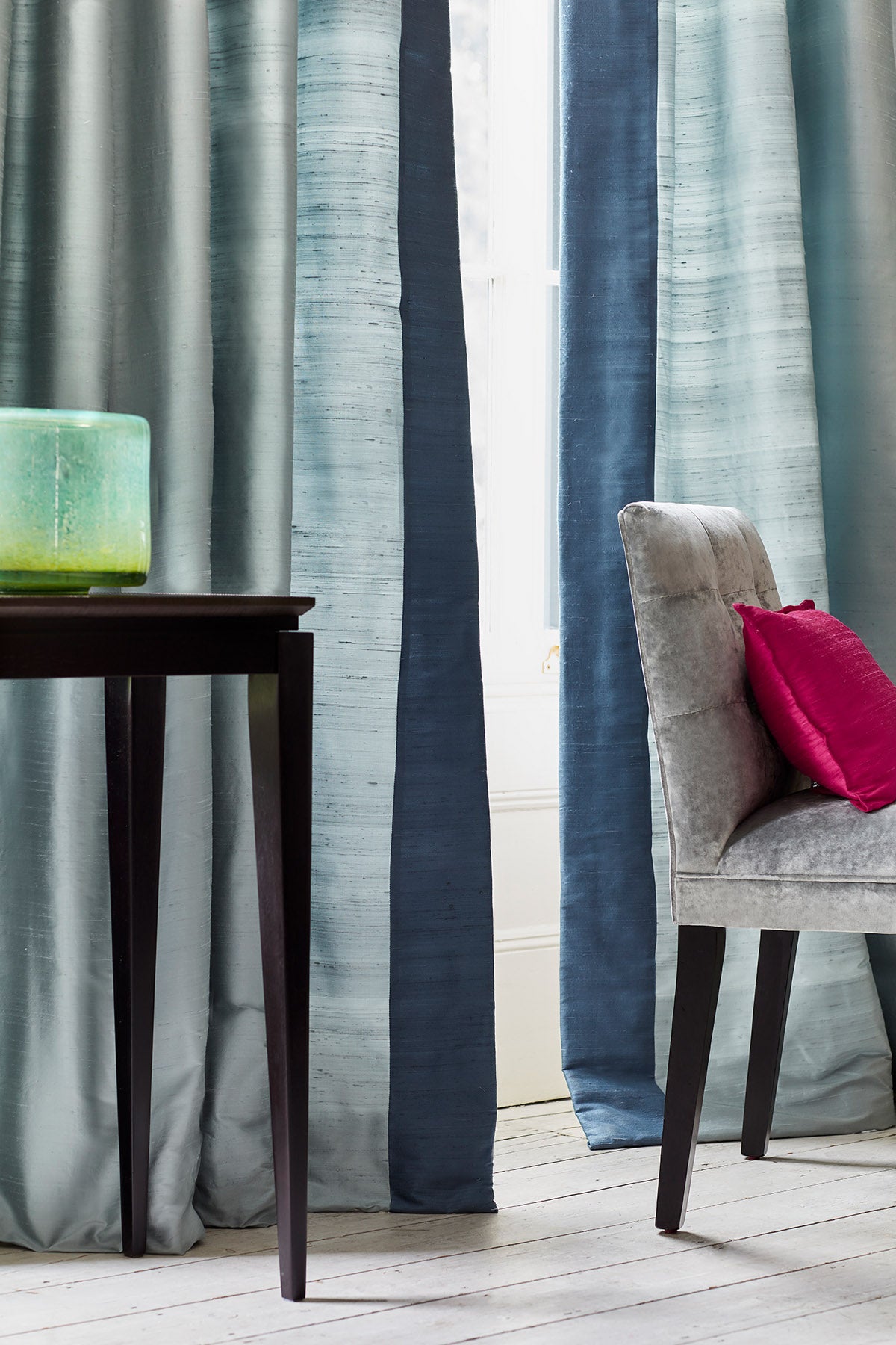 James Hare Orissa Silk Titan Blue Made to Measure Curtains