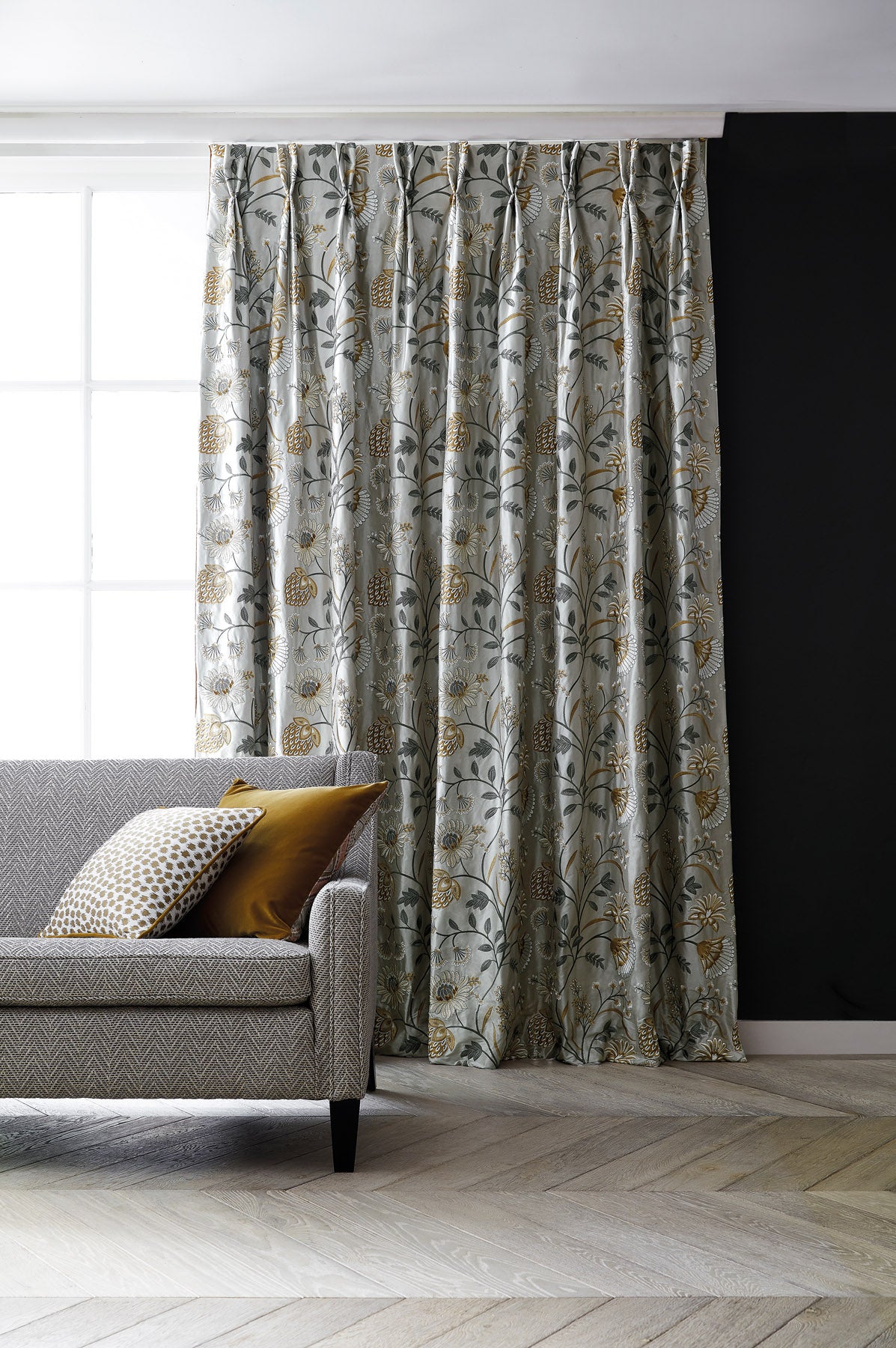 James Hare Siam Silk Frost/Ochre Made to Measure Roman Blinds