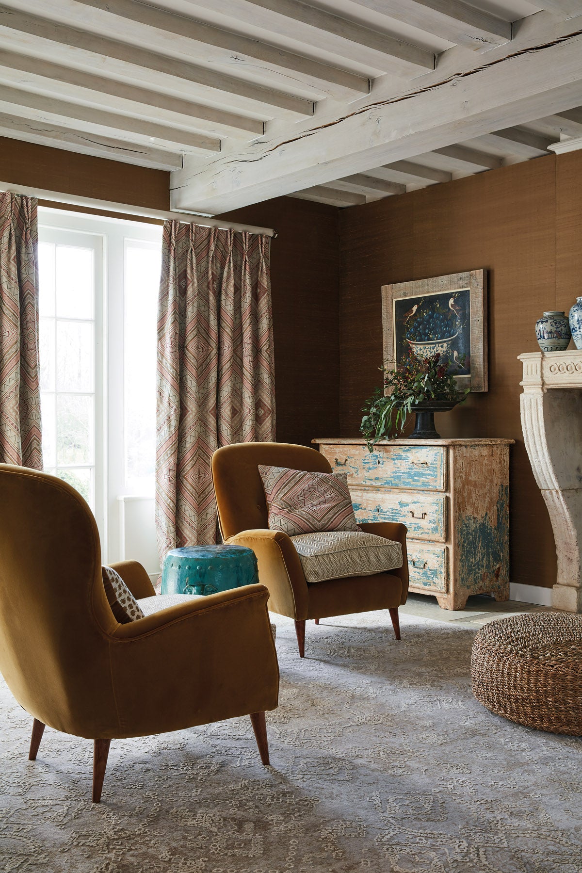 James Hare Fuji Natural/Slate Made to Measure Curtains