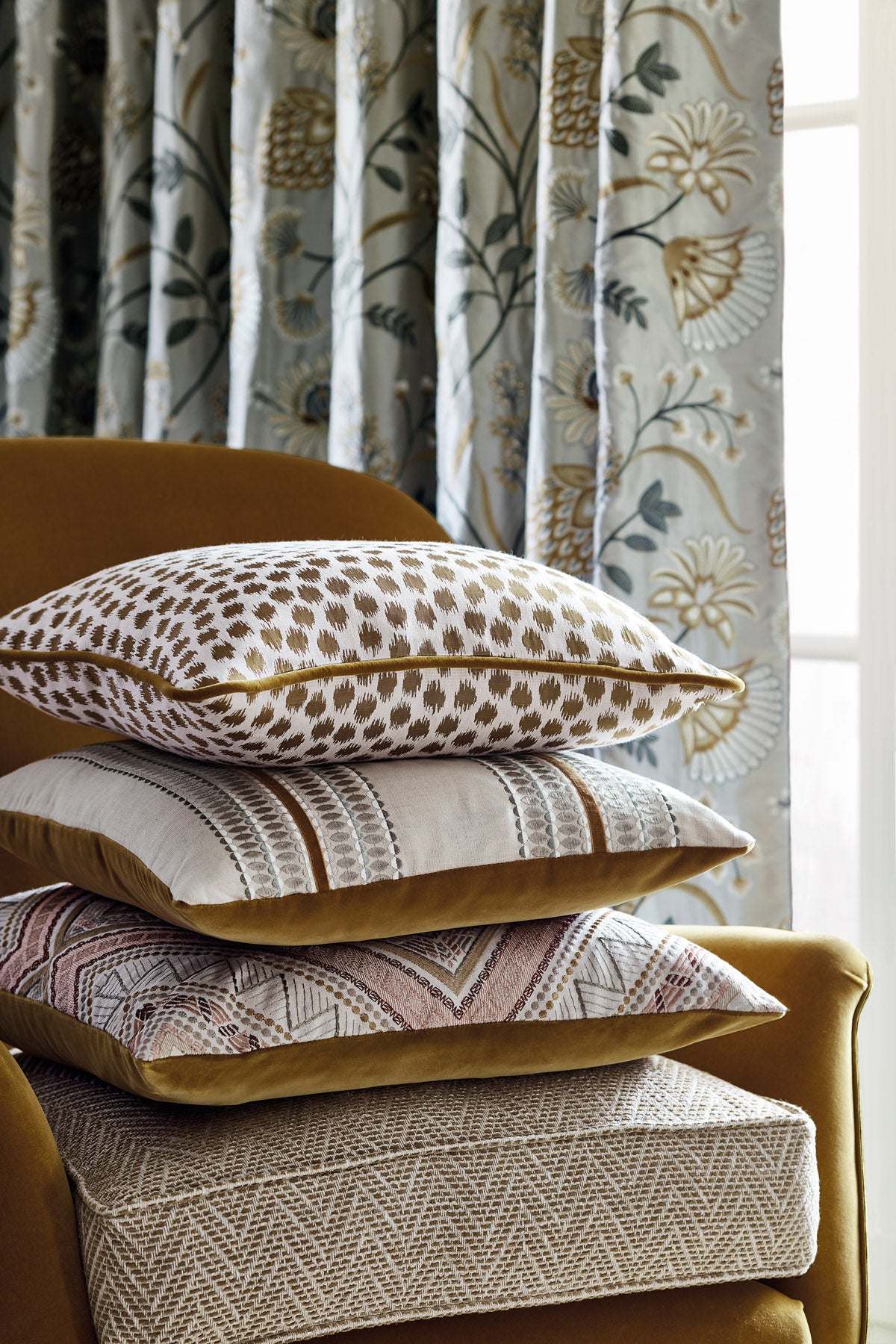 James Hare Kasuri Natural/Indigo Made to Measure Curtains
