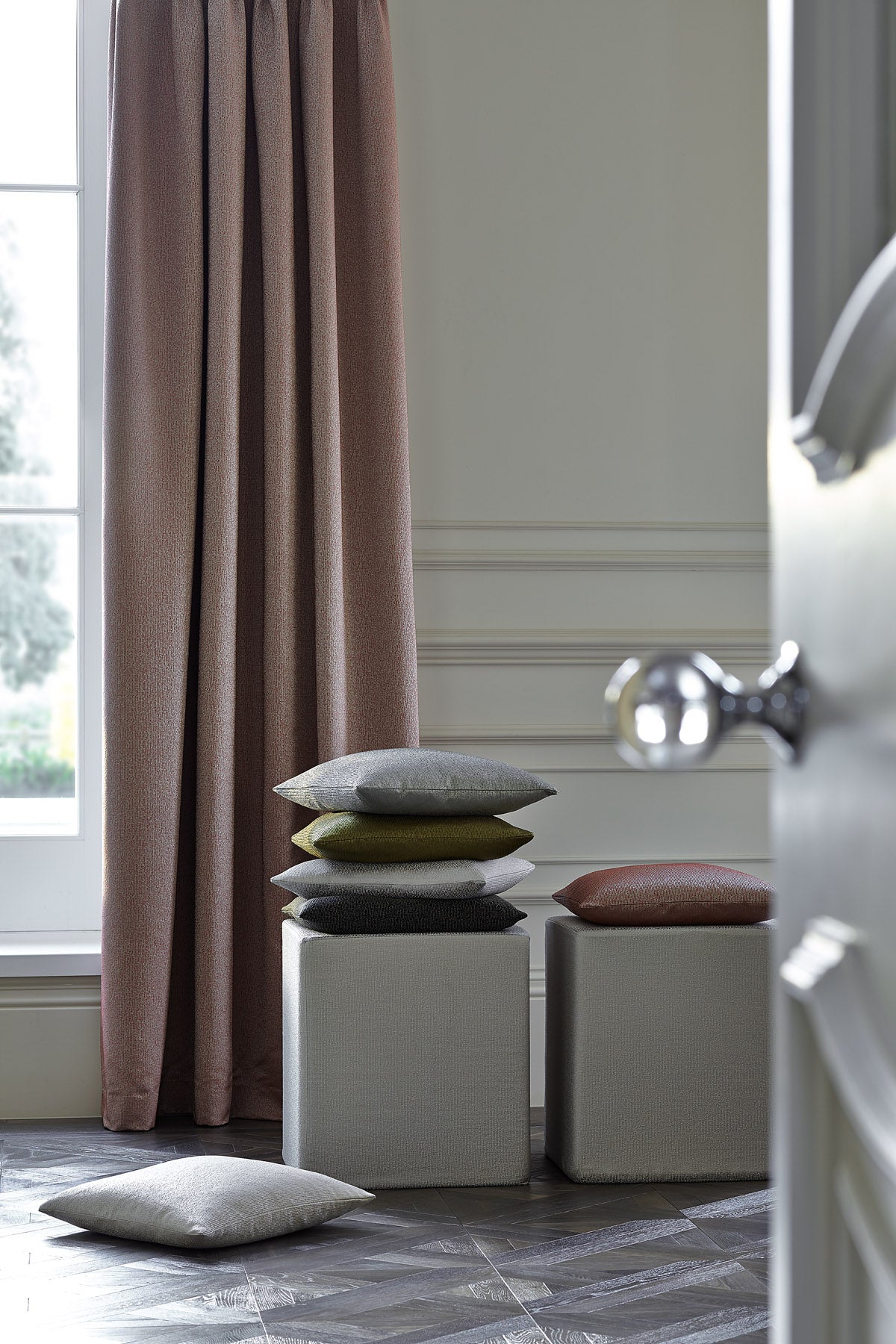 James Hare Waterfall Silk Thundercloud Made to Measure Curtains