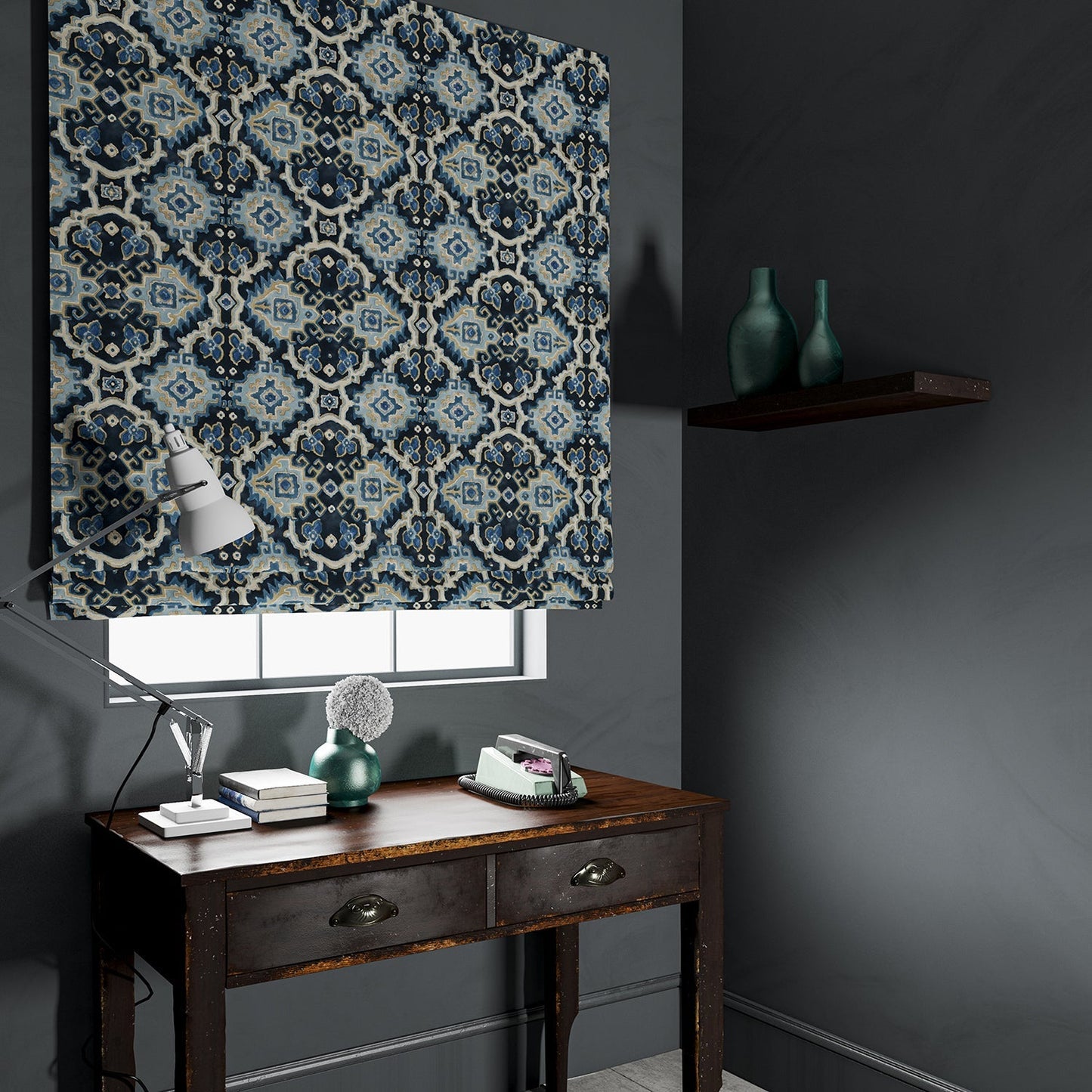 Linwood Kami Indigo FR Made to Measure Curtains